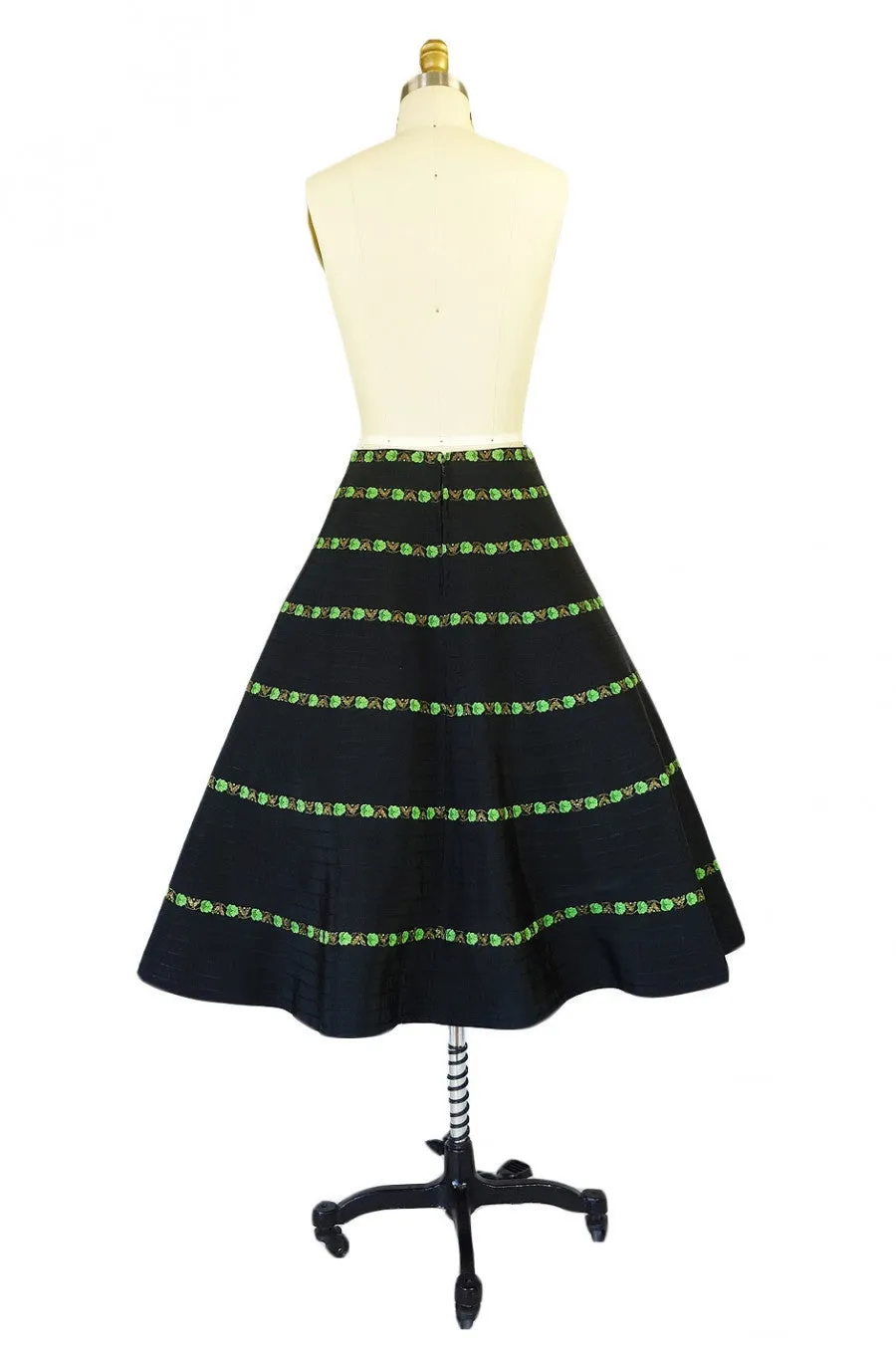 1950s Black & Green Ribbon Circle Skirt