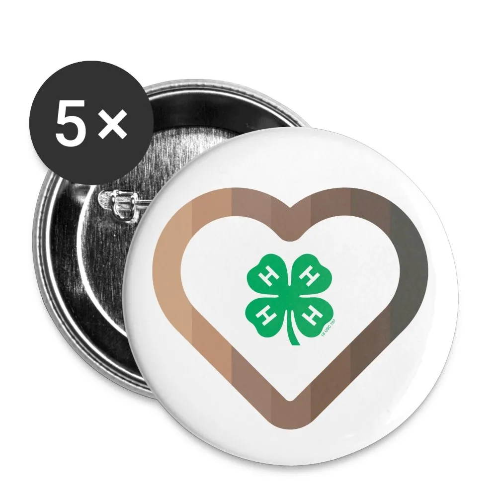 4-H Diversity Heart Buttons large 2.2'' (5-pack)