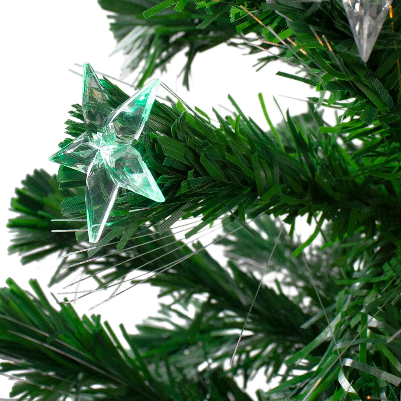 4' Pre-Lit LED Artificial Fiber Optic Christmas Tree With Color Changing Stars