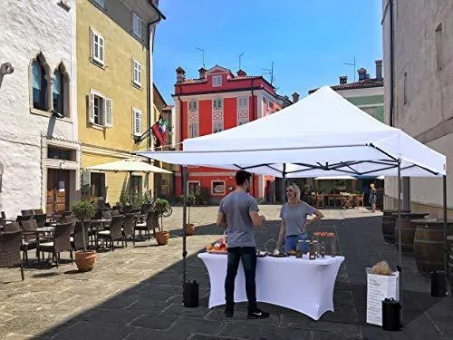 ABCCANOPY 10x10 Tent Pop-up Canopy Tent Instant Canopies Commercial Outdoor Canopy with Awning & Wheeled Carry Bag Bonus 4X Weight Bag, (White-1905)