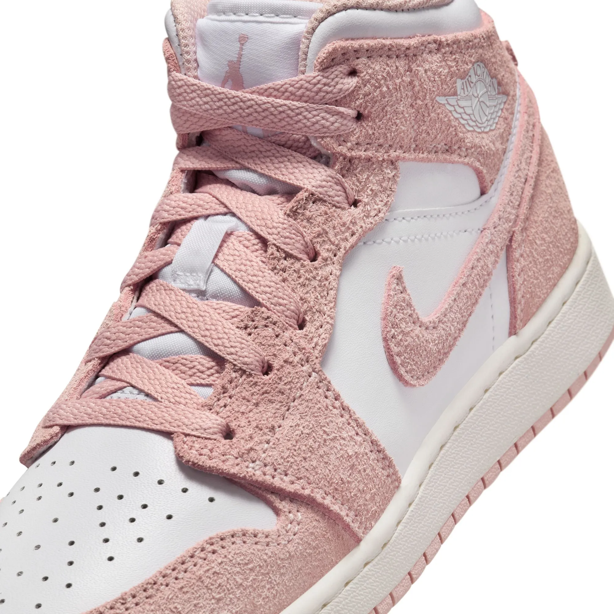 Air Jordan 1 Mid SE (GS) (White/Legend Pink Sail)