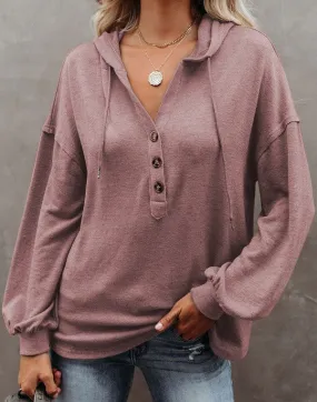 An Open Heart - Buttoned High and Low Hem Hoodie