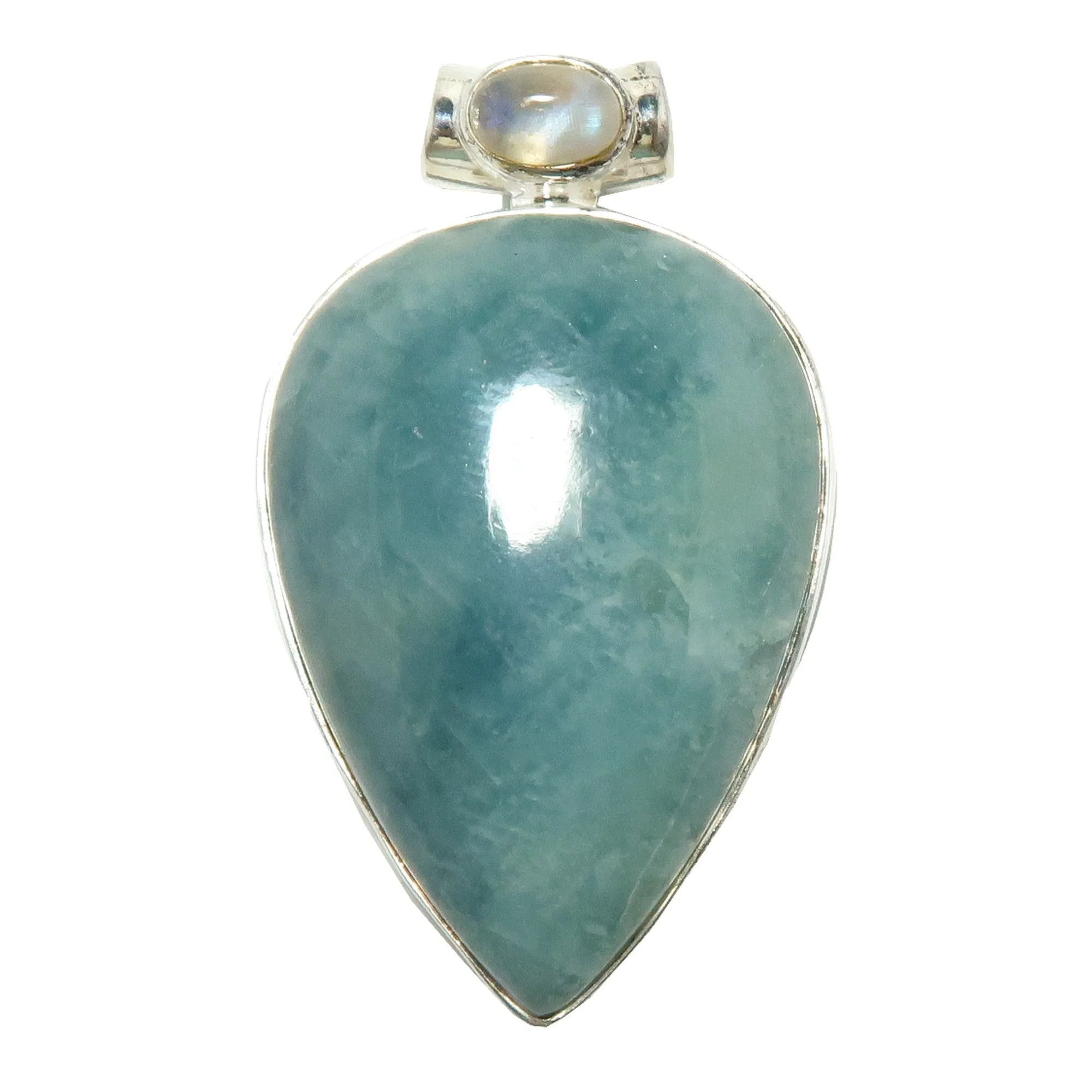 Aquamarine Pendant Rainbow Sea Moonstone Drop Gem