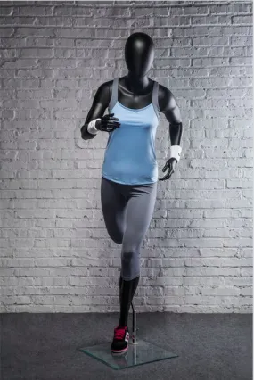 Athletic Black Female Running Mannequin MM-PB4BK2