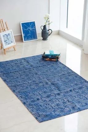 Back Bay Pure Cotton Printed Rug (Blue)