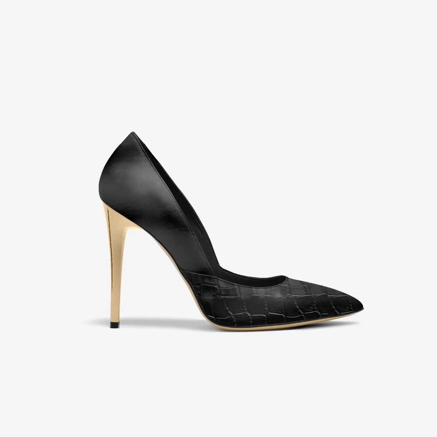 BLACK ALLIGATOR SPLIT STILETTO PUMP