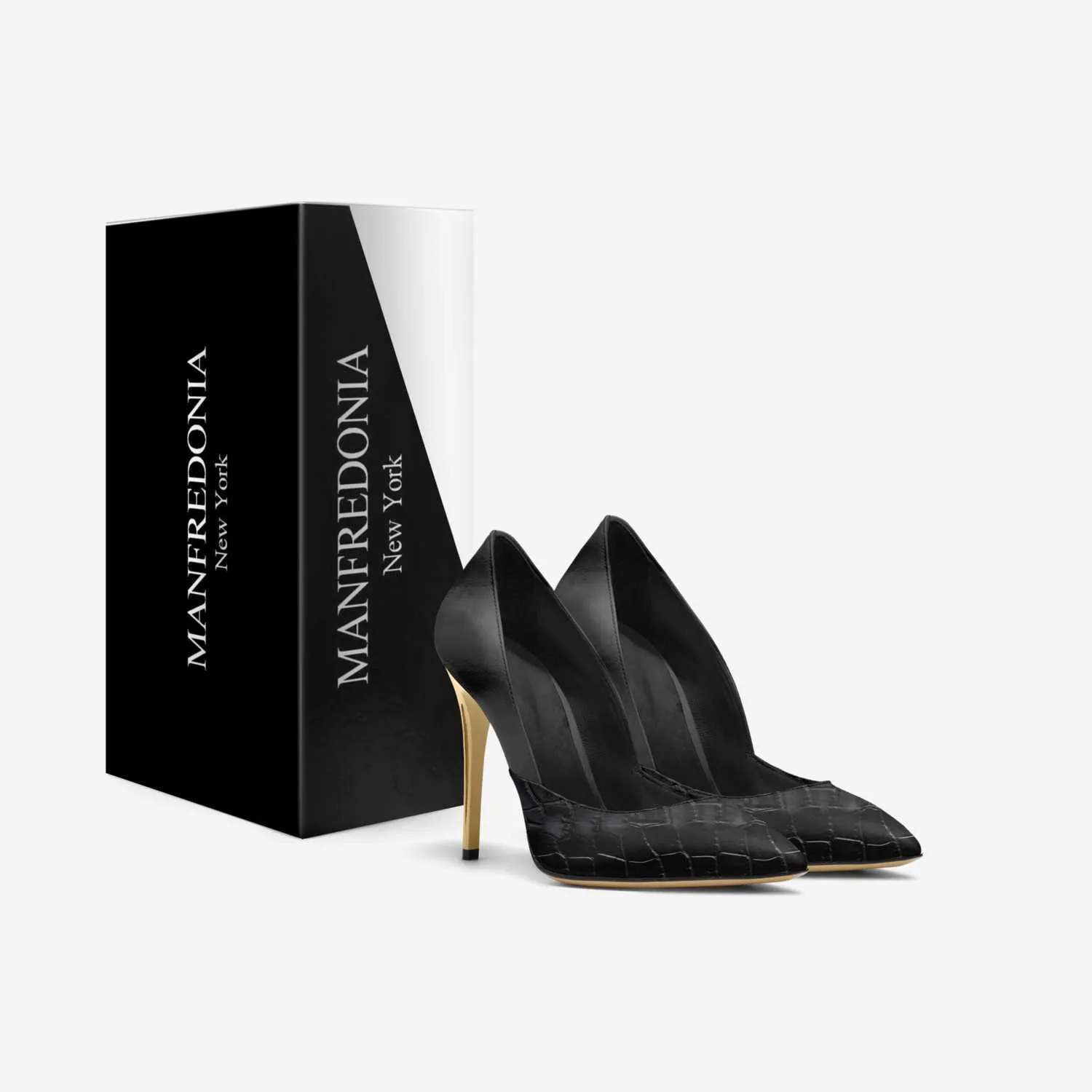 BLACK ALLIGATOR SPLIT STILETTO PUMP