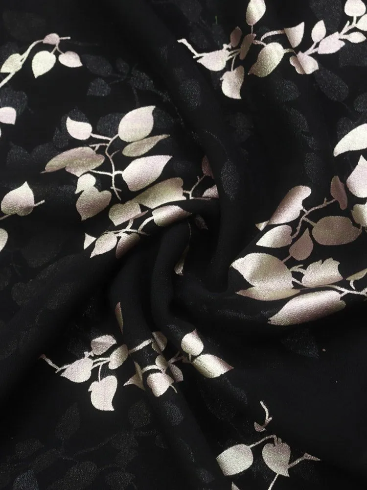 Black Trendy Foil Print Georgette Fabric (0.5 Mtr)