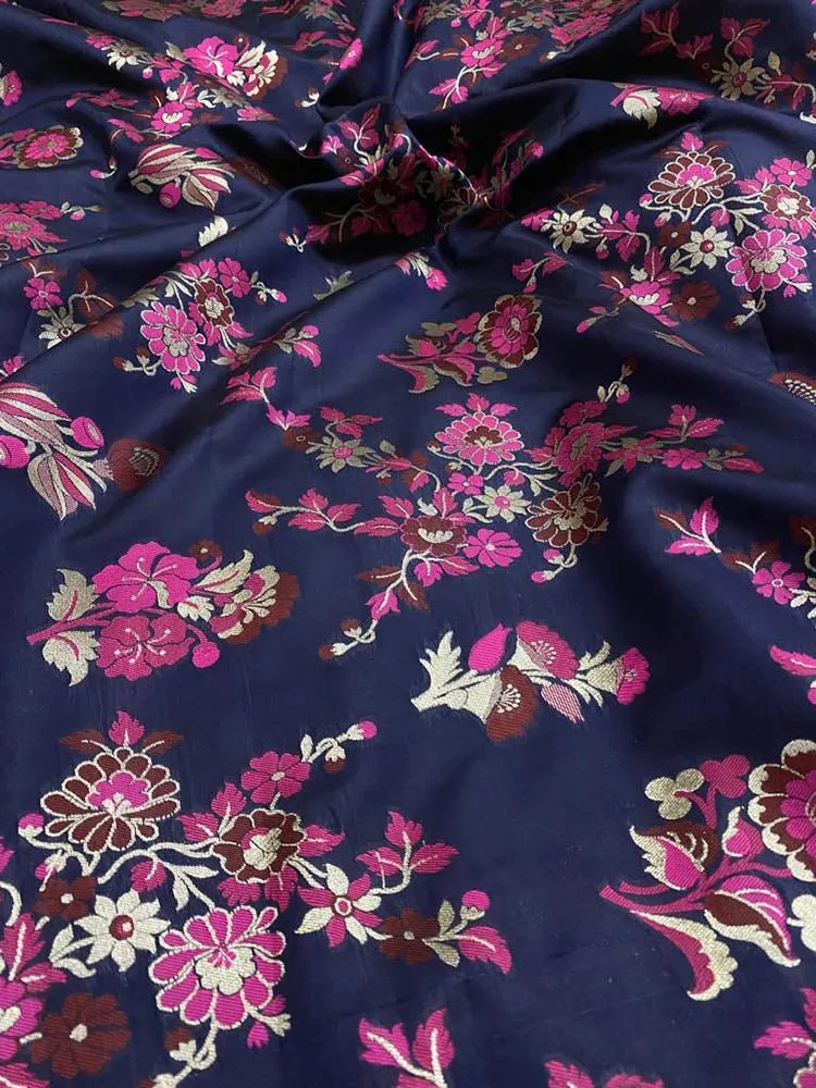 Blue Banarasi Silk Meenakari Fabric ( 1 Mtr )