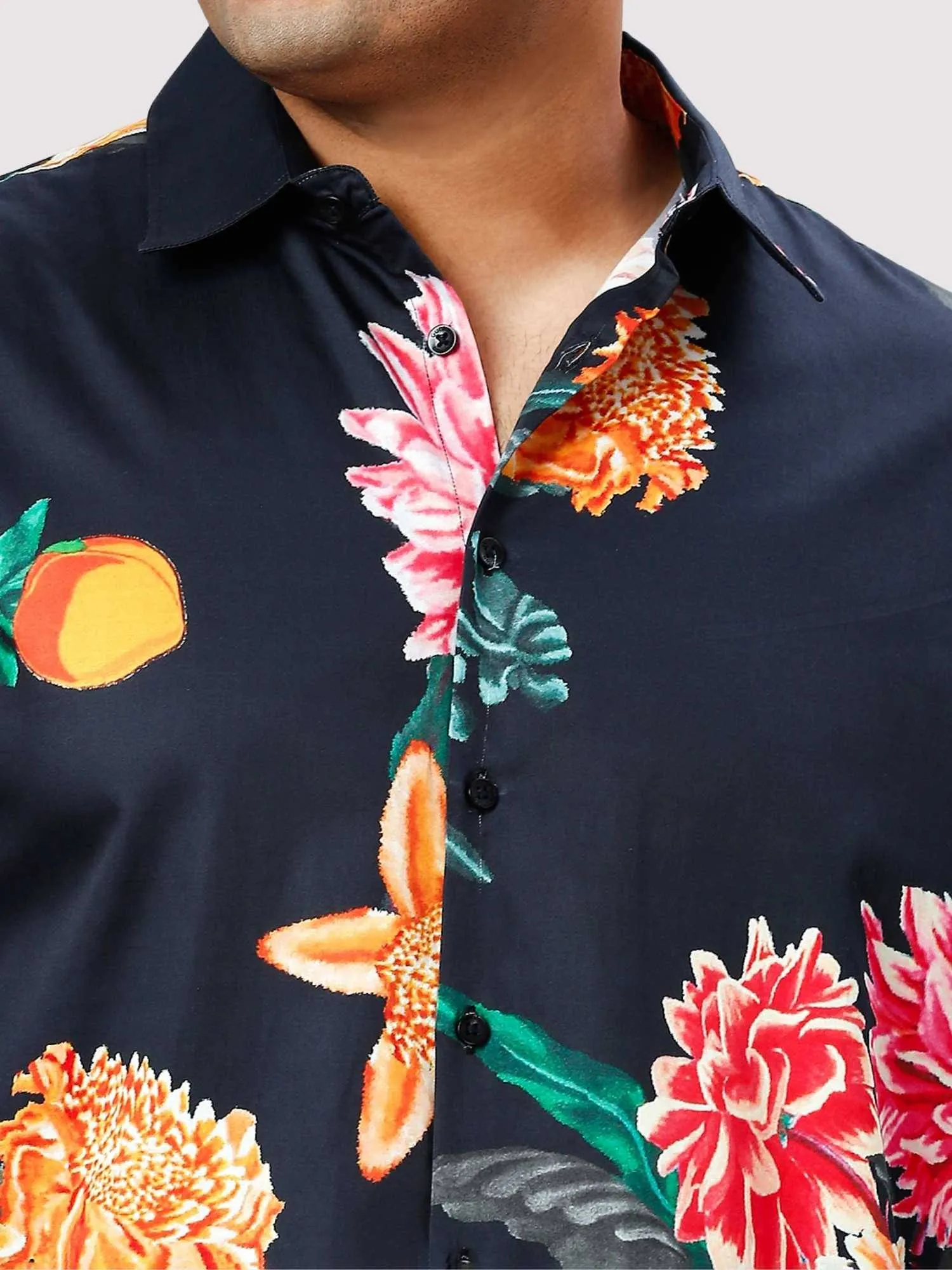 Bouquet Digital Printed Half Sleeve Shirt Men's Plus Size