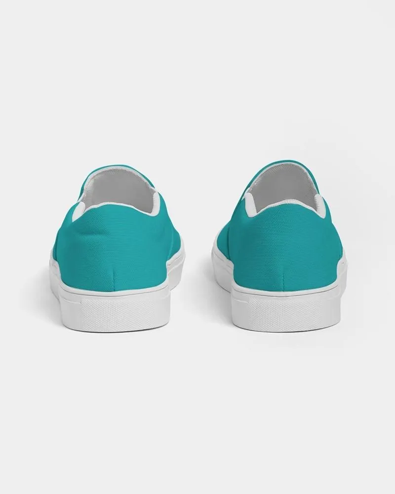 Bright Green Cyan Slip-On Canvas Sneakers | Women's | Bright Pure Green Cyan | C100M0Y38K0