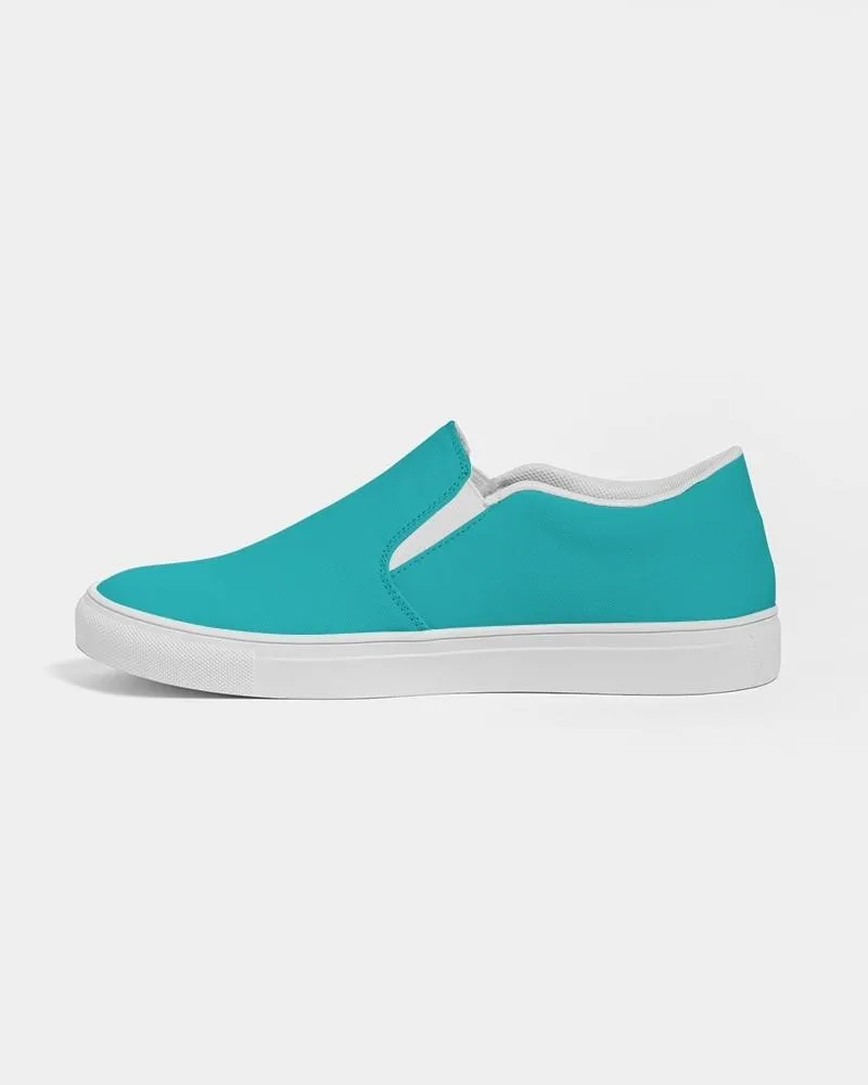 Bright Green Cyan Slip-On Canvas Sneakers | Women's | Bright Pure Green Cyan | C100M0Y38K0