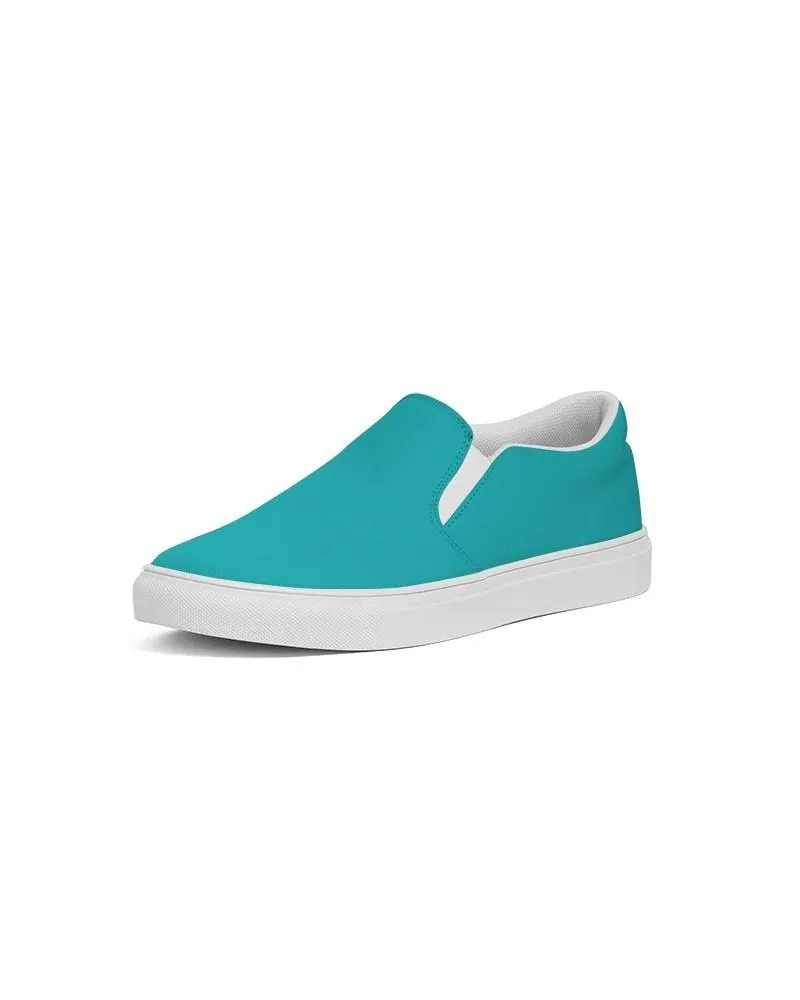 Bright Green Cyan Slip-On Canvas Sneakers | Women's | Bright Pure Green Cyan | C100M0Y38K0