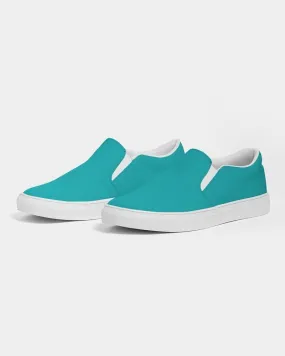 Bright Green Cyan Slip-On Canvas Sneakers | Women's | Bright Pure Green Cyan | C100M0Y38K0