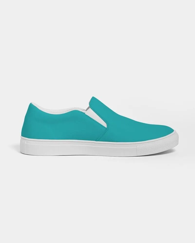 Bright Green Cyan Slip-On Canvas Sneakers | Women's | Bright Pure Green Cyan | C100M0Y38K0