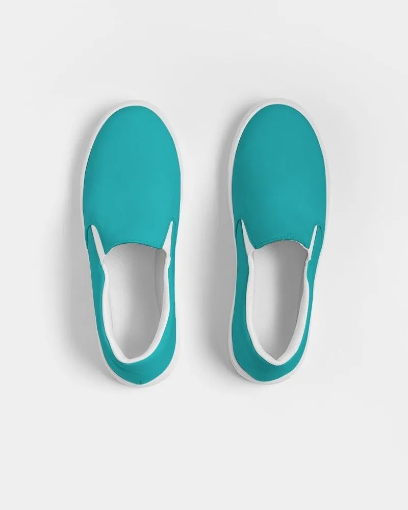 Bright Green Cyan Slip-On Canvas Sneakers | Women's | Bright Pure Green Cyan | C100M0Y38K0