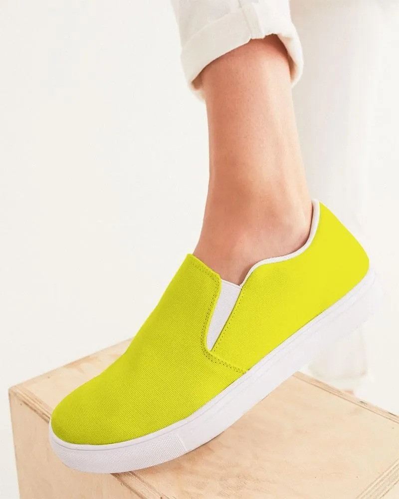 Bright Green Yellow Slip-On Canvas Sneakers | Women's | Bright Pure Green Yellow | C12M0Y100K0