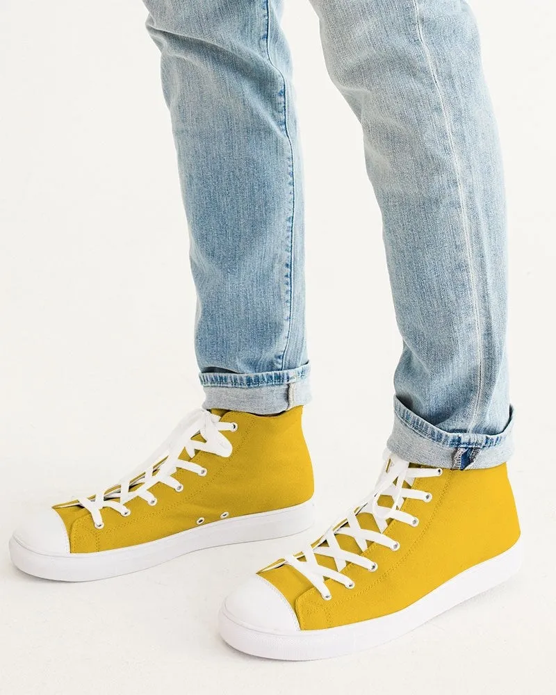 Bright Orange Yellow Men's High-top Canvas Sneakers | Men's | Bright Pure Orange Yellow | C0M25Y100K0