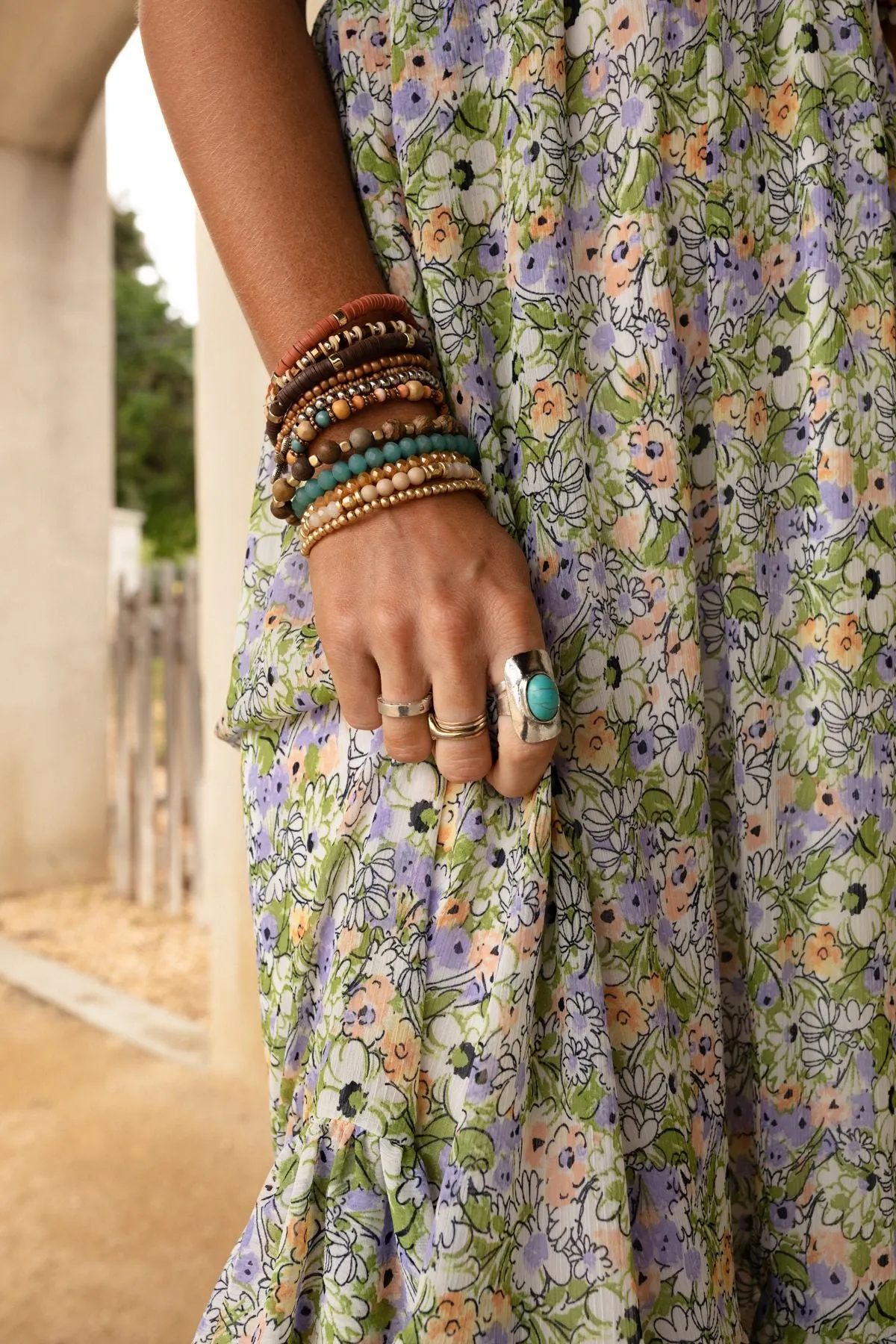 Cici Adjustable Turquoise Ring - Silver