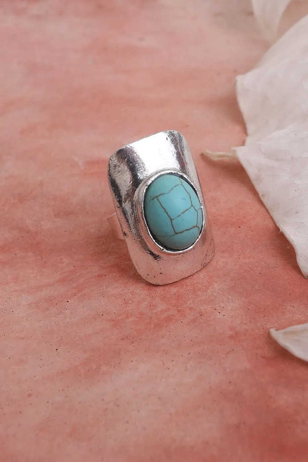 Cici Adjustable Turquoise Ring - Silver