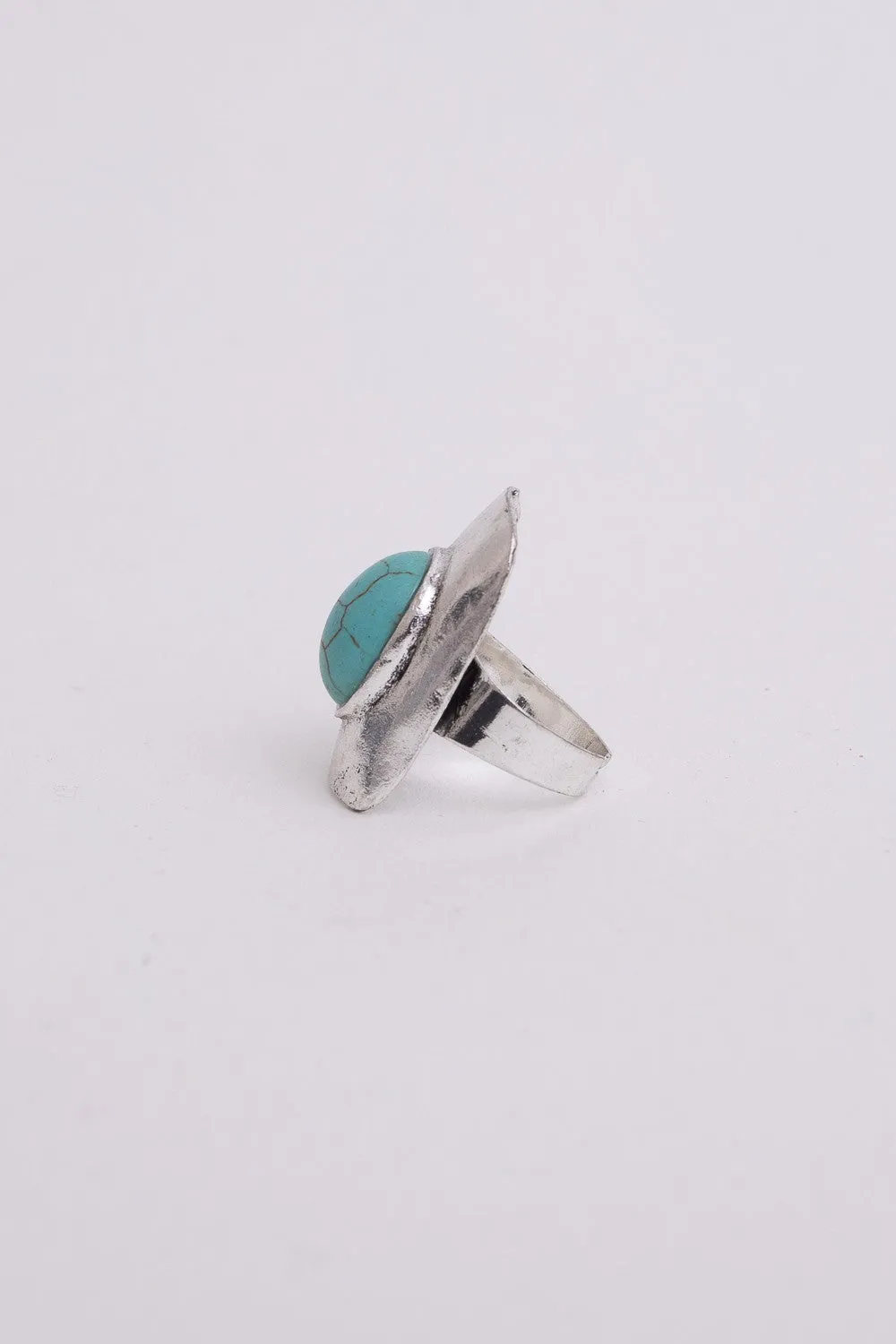 Cici Adjustable Turquoise Ring - Silver