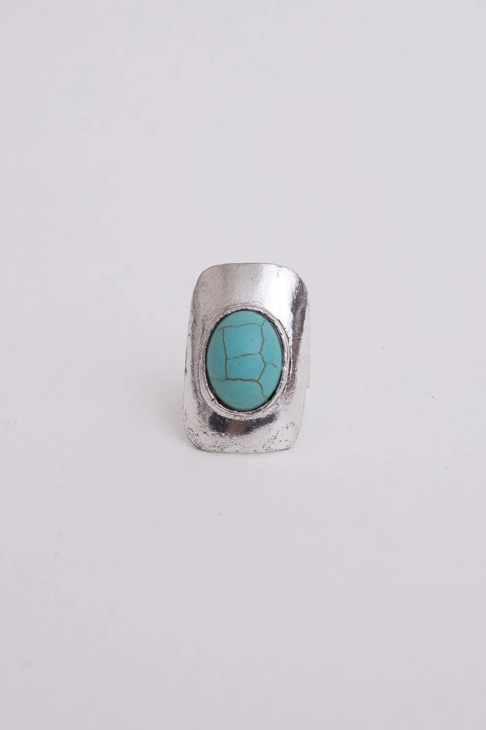 Cici Adjustable Turquoise Ring - Silver