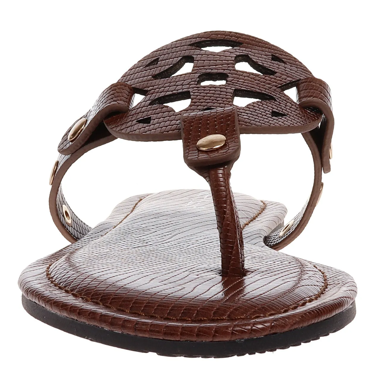 Circle Design Brown Croc Sandal