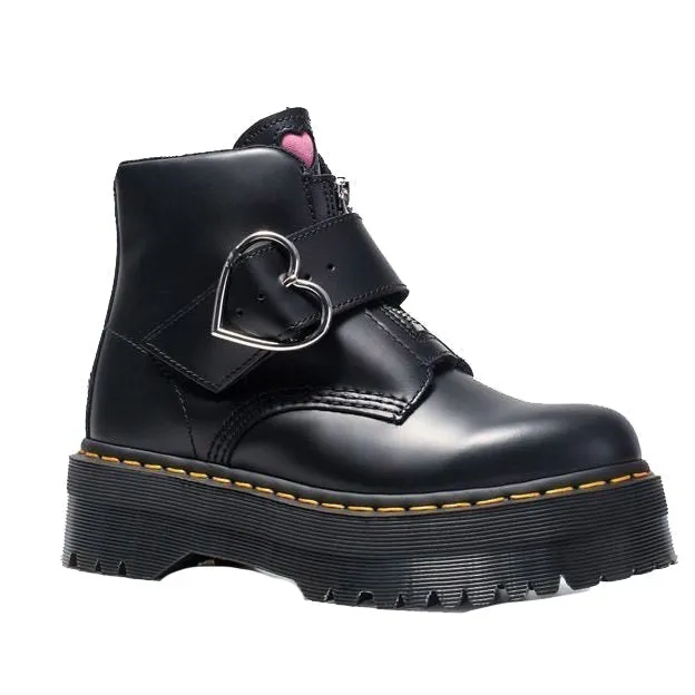 Classic Design Metal Heart Buckle Thick Sole Boots