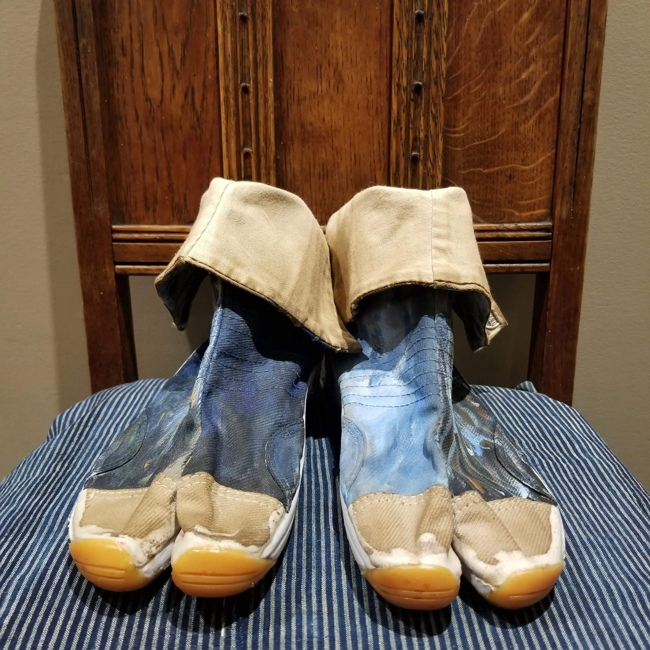 Coffee Dye & Blue Abstract Design Tabi Shoes Size Japan 24