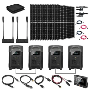 Complete Off-Grid Solar Kit -EcoFlow DELTA Pro 7.2kW 120/240V Output [14.4kWh Lithium Battery Bank]   12 x 335W Solar Panels