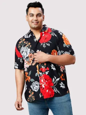 Cornell Flowers Digital Printed Half Sleeve Shirt Men's Plus Size