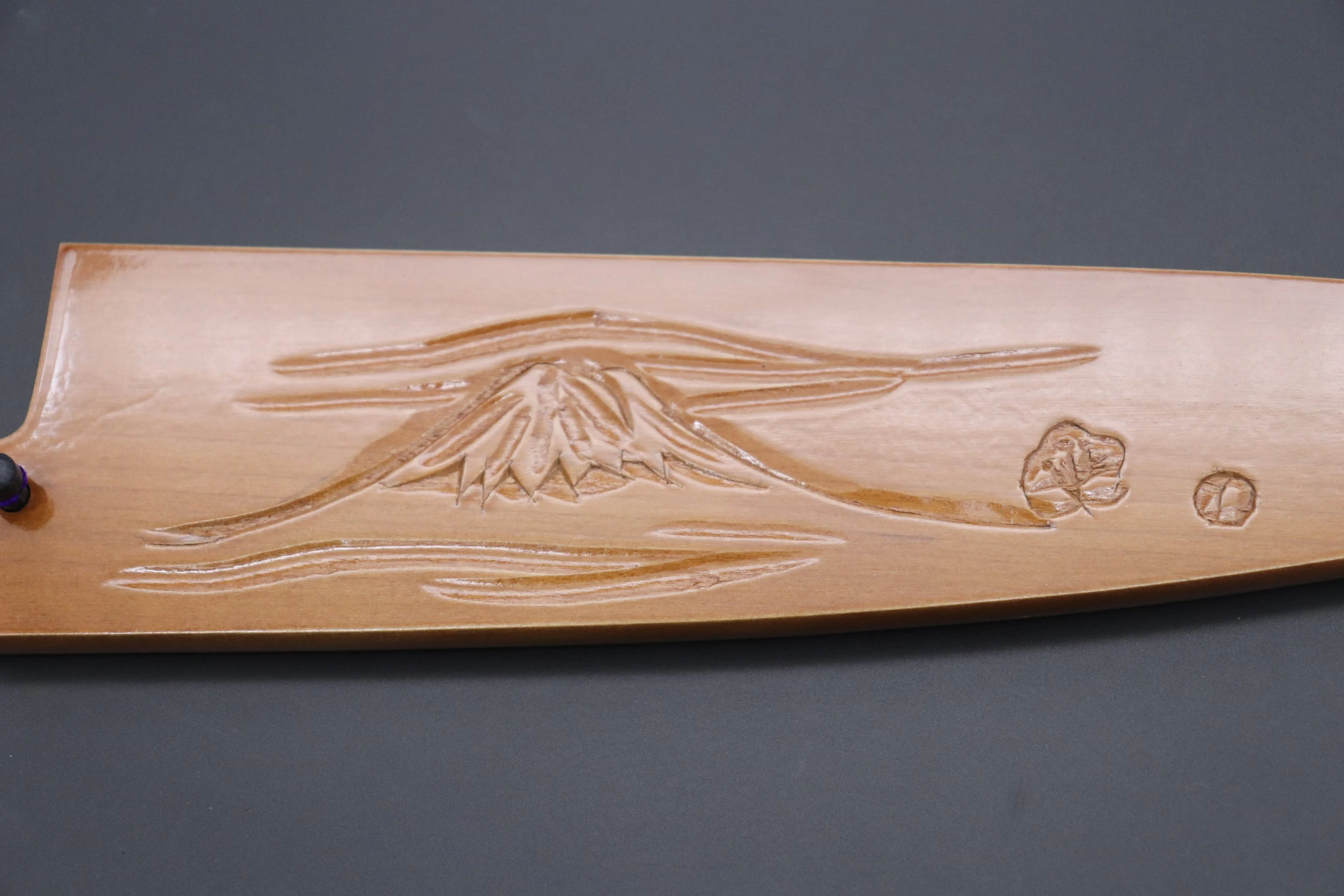 Custom Handmade Carved Wooden Saya for Gyuto 210mm (Mt. Fuji, WS-210-9)