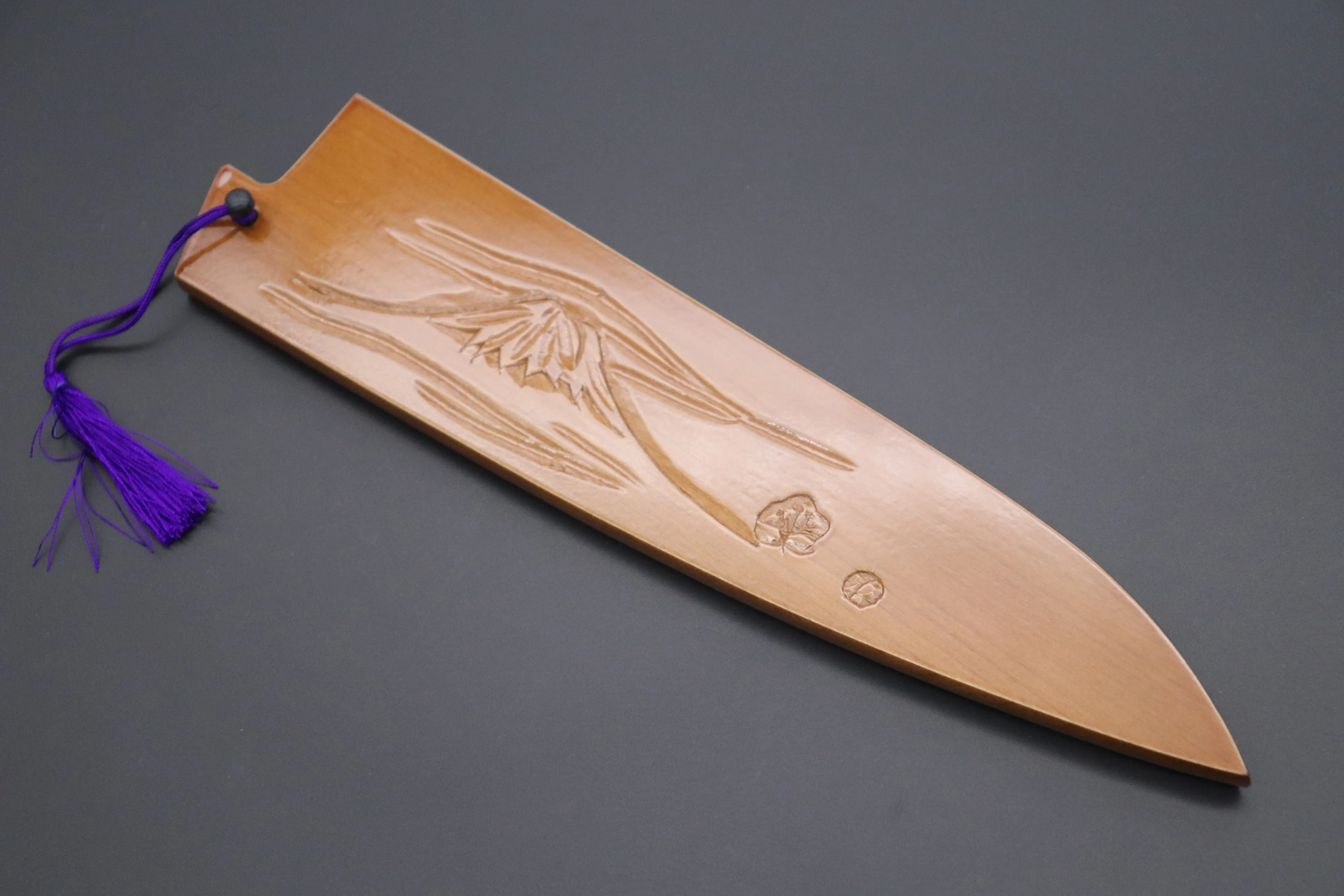 Custom Handmade Carved Wooden Saya for Gyuto 210mm (Mt. Fuji, WS-210-9)