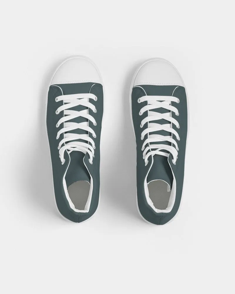 Dark Blue Cool Green Men's High-top Canvas Sneakers | Men's | Dark Pale Pastel Blue Cool Green | C30M0Y15K80