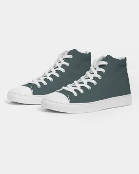 Dark Blue Cool Green Men's High-top Canvas Sneakers | Men's | Dark Pale Pastel Blue Cool Green | C30M0Y15K80