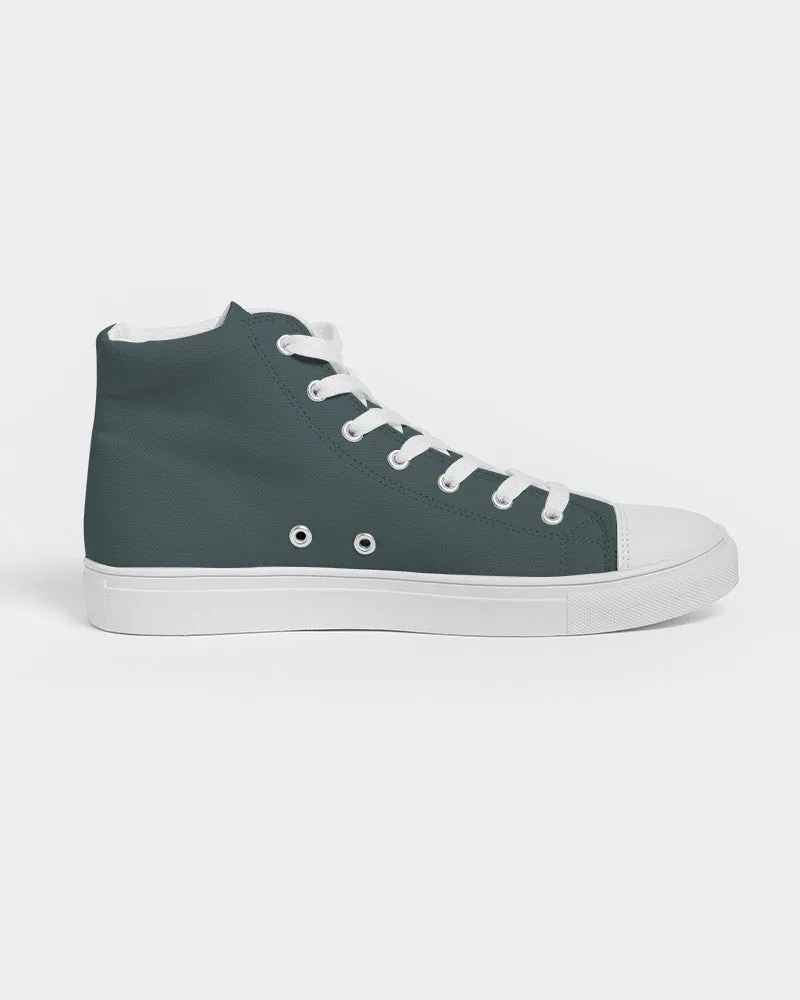 Dark Blue Cool Green Men's High-top Canvas Sneakers | Men's | Dark Pale Pastel Blue Cool Green | C30M0Y15K80