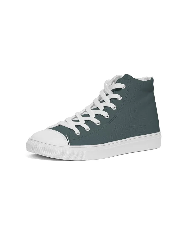 Dark Blue Cool Green Men's High-top Canvas Sneakers | Men's | Dark Pale Pastel Blue Cool Green | C30M0Y15K80