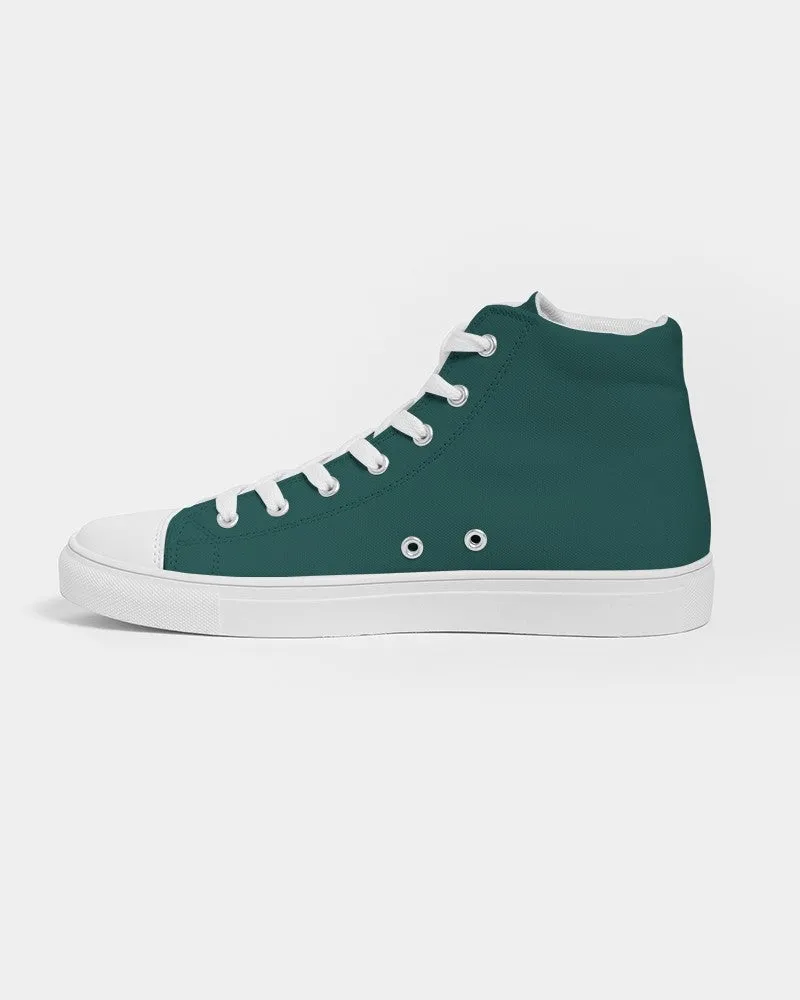 Dark Blue Cool Green Women's High-top Canvas Sneakers | Women's | Dark Pastel Blue Cool Green | C60M0Y30K80