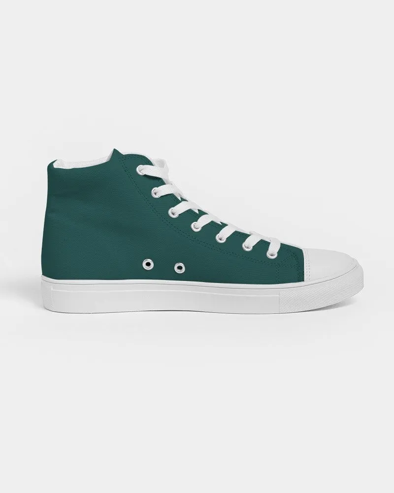 Dark Blue Cool Green Women's High-top Canvas Sneakers | Women's | Dark Pastel Blue Cool Green | C60M0Y30K80