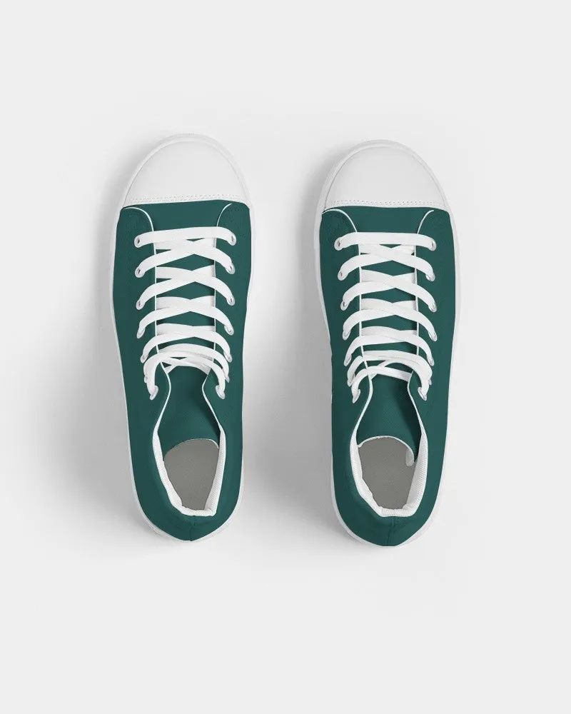 Dark Blue Cool Green Women's High-top Canvas Sneakers | Women's | Dark Pastel Blue Cool Green | C60M0Y30K80