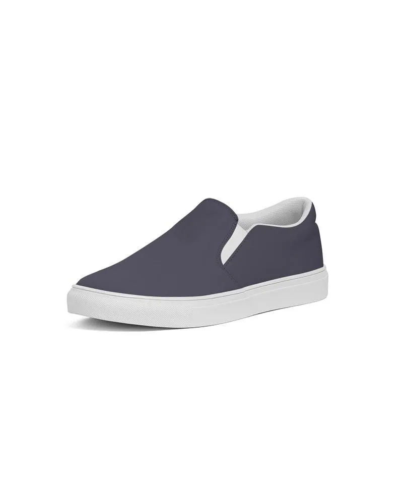 Dark Blue Gray Slip-On Canvas Sneakers | Women's | Dark Pale Pastel Blue Gray | C30M30Y0K80