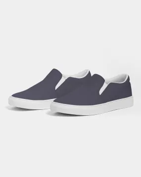 Dark Blue Gray Slip-On Canvas Sneakers | Women's | Dark Pale Pastel Blue Gray | C30M30Y0K80