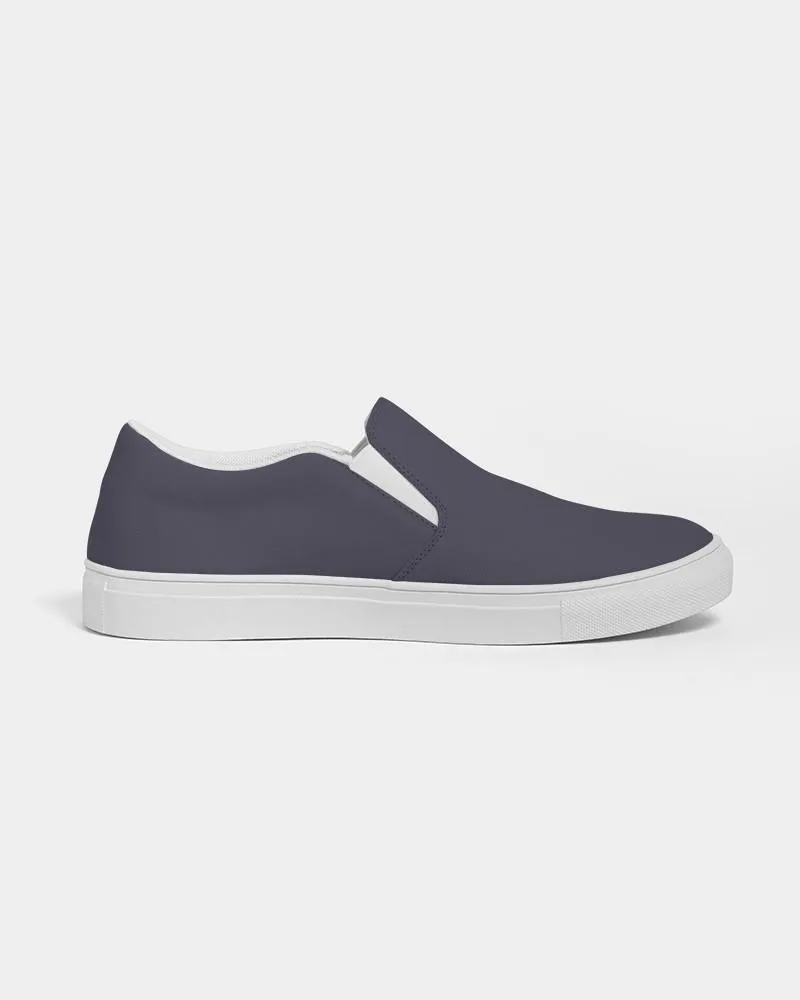 Dark Blue Gray Slip-On Canvas Sneakers | Women's | Dark Pale Pastel Blue Gray | C30M30Y0K80