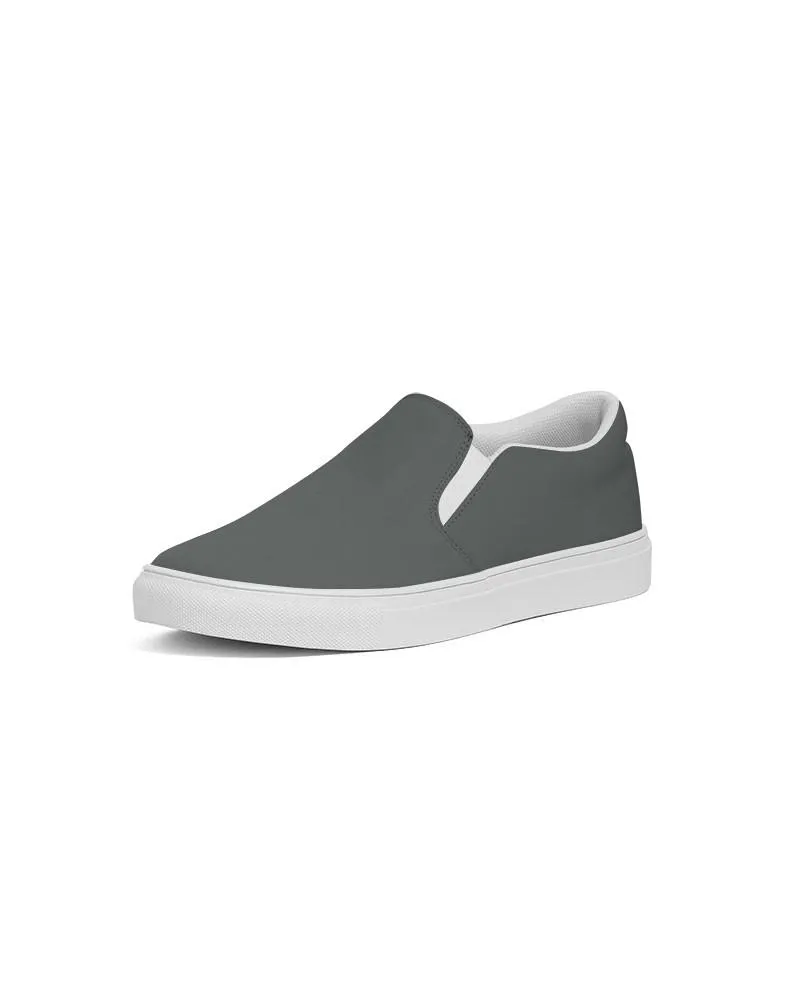 Dark Green Gray Slip-On Canvas Sneakers | Women's | Dark Pale Green Gray | C10M0Y10K80