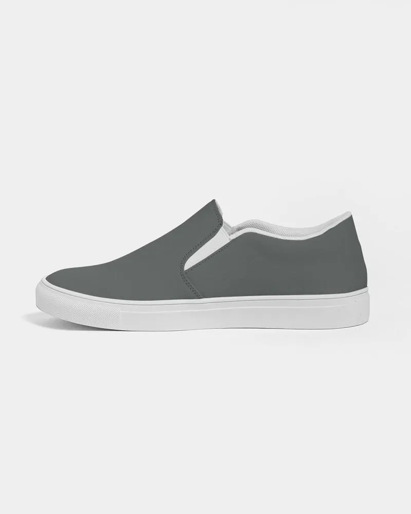 Dark Green Gray Slip-On Canvas Sneakers | Women's | Dark Pale Green Gray | C10M0Y10K80