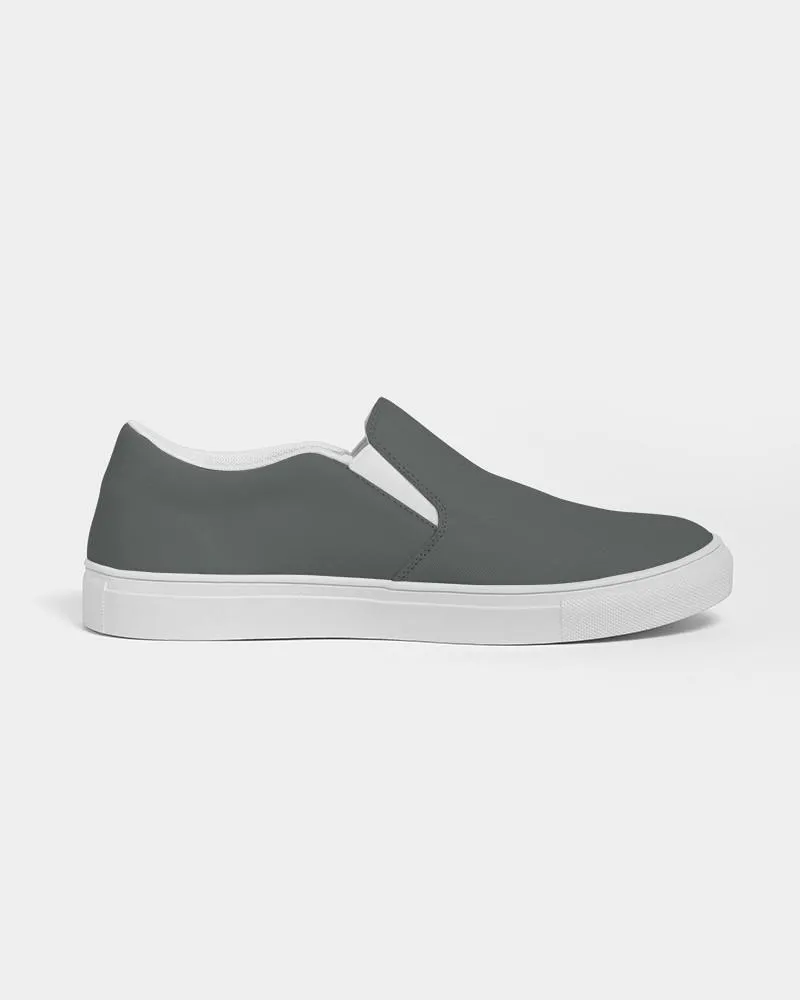 Dark Green Gray Slip-On Canvas Sneakers | Women's | Dark Pale Green Gray | C10M0Y10K80