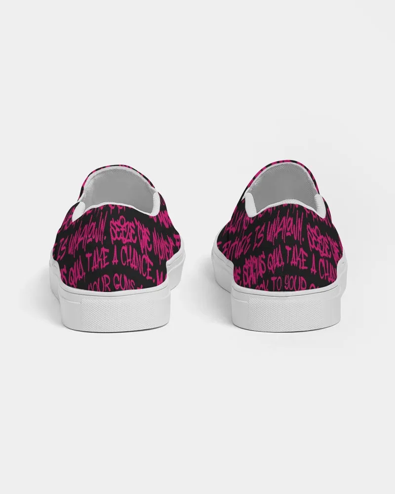 Empowering Pink Graffiti Women's Slip-On Canvas Shoe