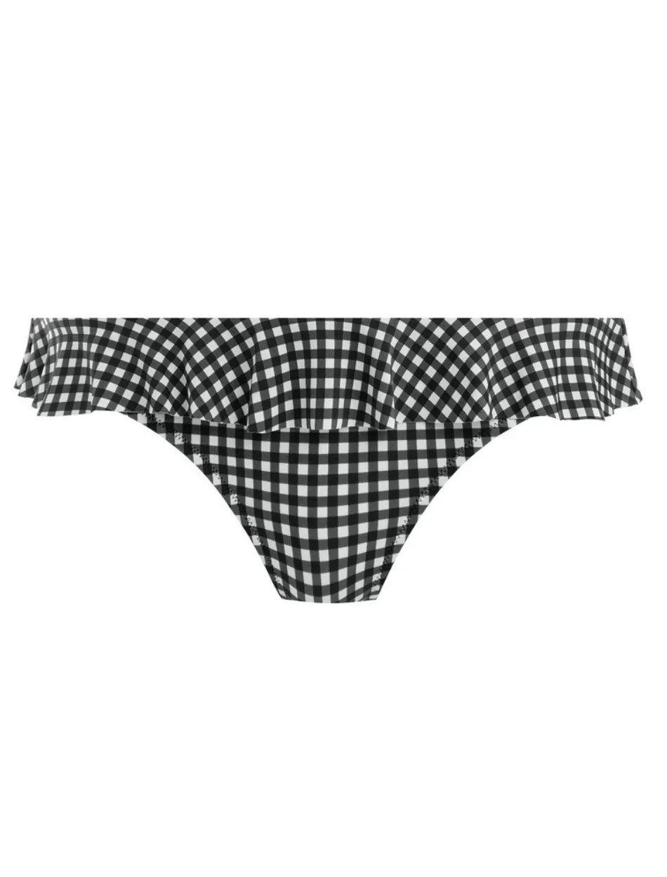 Freya Check In Italini With Frill Swim Bottom Black & White | Black Monochrome Bikini Briefs