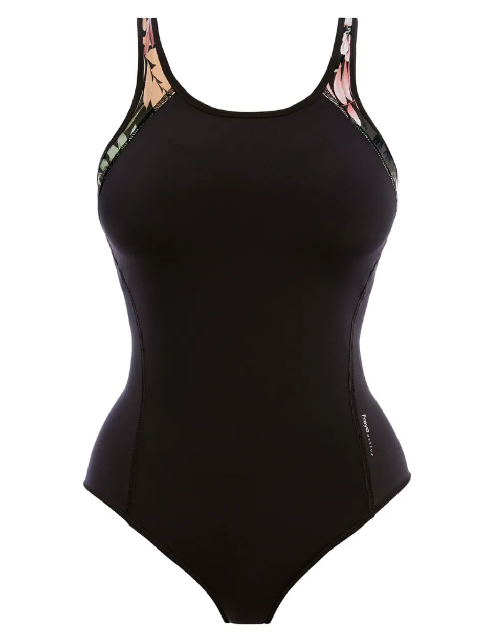 Freya Freestyle Underwire Swimsuit Molded, Jungle Black | Freya Active Swimwear | Black Freya SwimSuit