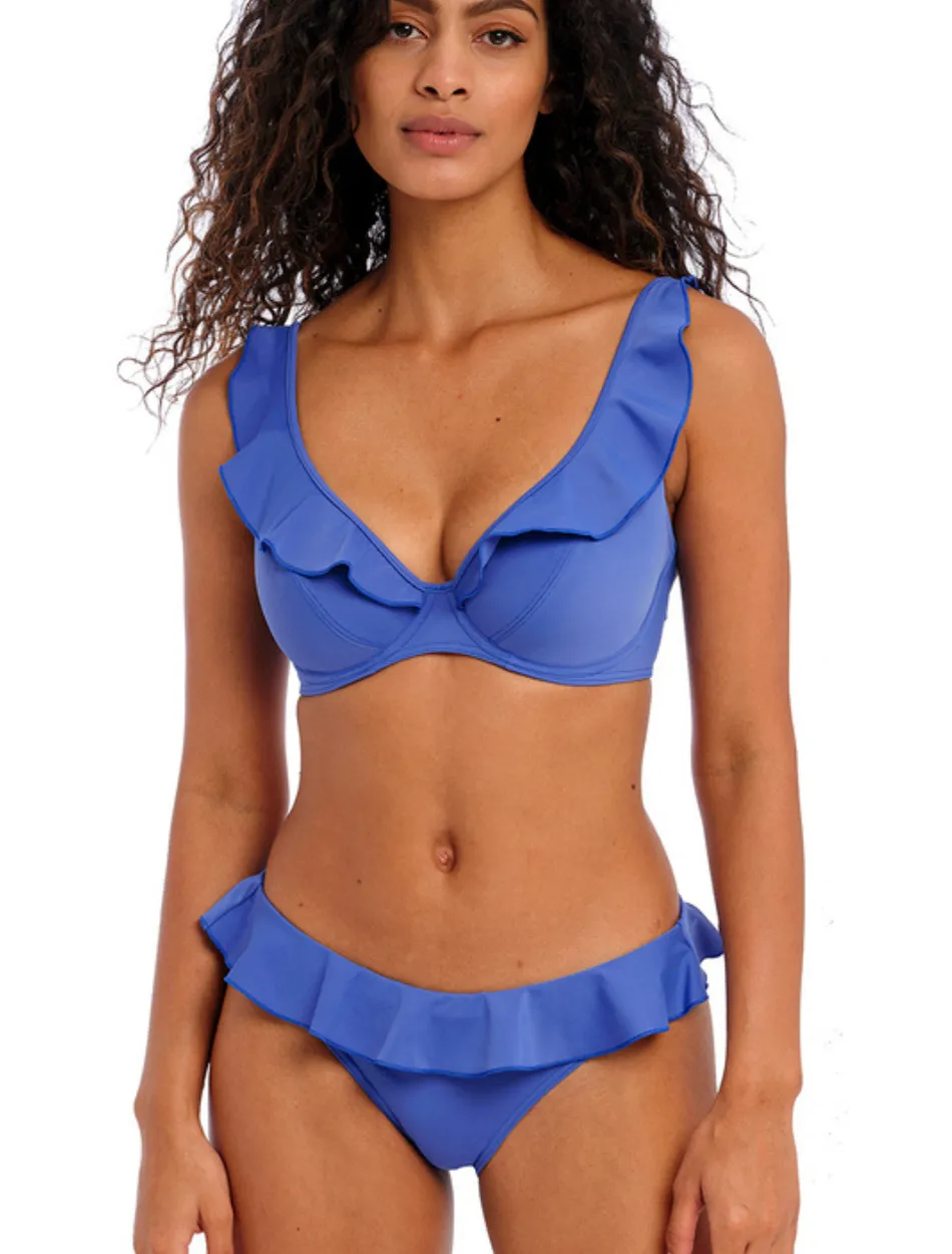 Freya Jewel Cove Underwire High Apex Bikini Top With J Hook, Azure Plain | Blue Freya Bikini Tops